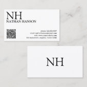 Eenvoudig zwart-wit monogram Modern Visitekaartje (Voorkant / Achterkant)