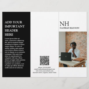 Eenvoudig zwart-wit monogram moderne brochure