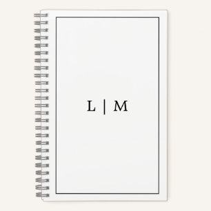 Eenvoudig zwart-wit monogram zakelijk notitieboek