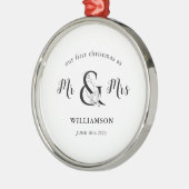 Eenvoudig zwart-wit Mr. & Mrs. 1 Kerstmis Metalen Ornament (Links)