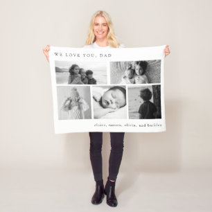 Eenvoudig zwart-wit multi-fotorooster voor papa fleece deken