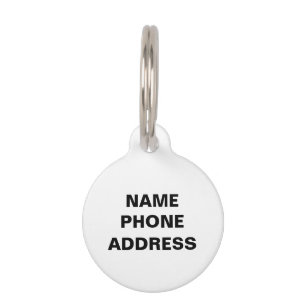 Eenvoudig zwart wit Naam monogram contact Info hon Huisdierpenning