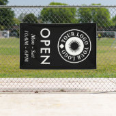 Eenvoudig zwart wit - Open uw Logo Spandoek (Insitu)