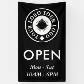 Eenvoudig zwart wit - Open uw Logo Spandoek (Verticaal)