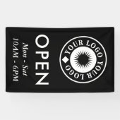 Eenvoudig zwart wit - Open uw Logo Spandoek (Horizontaal)