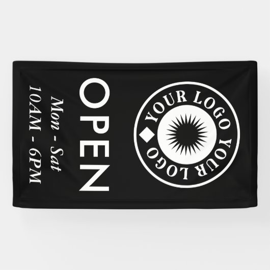 Eenvoudig zwart wit - Open uw Logo Spandoek (Horizontaal)