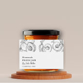 Eenvoudig zwart & wit perzik jam label voedselcontainer etiket