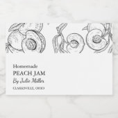 Eenvoudig zwart & wit perzik jam label voedselcontainer etiket (Enkel label)