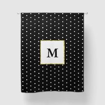 Eenvoudig zwart-wit polka dot patroon & monogram