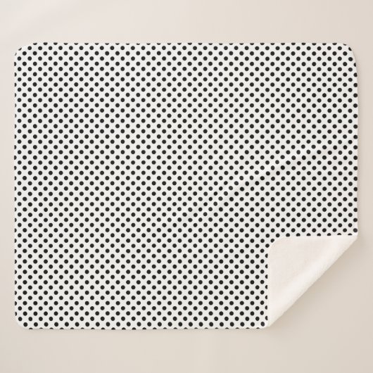 Eenvoudig zwart-wit Polka Dot Pattern Sherpa Deken (Voorkant (horizontaal))
