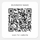 Eenvoudig zwart-wit QR Code Business Vierkante Sticker (Voorkant)