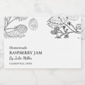 Eenvoudig Zwart & Wit Raspberry Jam Label Voedselcontainer Etiket (Enkel label)