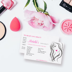 Eenvoudig Zwart Wit Roze Haarstijl Modern Visitekaartje