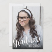 Eenvoudig zwart-wit script 4 foto Afstuderen Kaart (Voorkant)