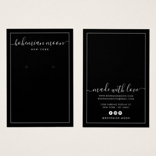 Eenvoudig zwart-wit script dat weergavekaart verdi visitekaartje (Voorkant /achterkant)