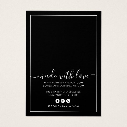 Eenvoudig zwart-wit script dat weergavekaart verdi visitekaartje (Achterkant)