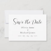 Eenvoudig zwart-wit script De datum opslaan Save The Date (Voorkant)
