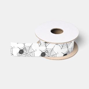 Eenvoudig zwart wit spinnenweb Halloween Feestdage Lint