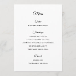 Eenvoudig zwart-wit Thanksgiving diner Menu