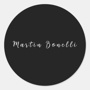 Eenvoudig zwart wit trendy kalligrafie script ronde sticker