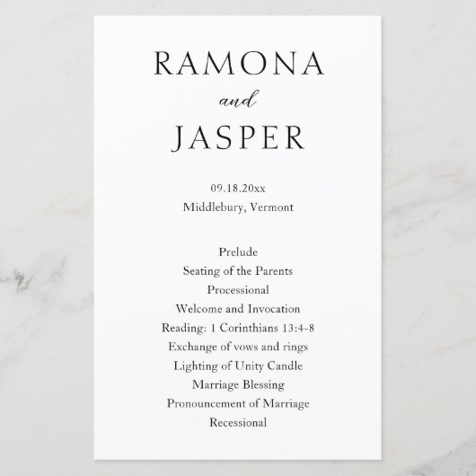 Eenvoudig zwart-wit vet modern huwelijksprogramma (Voorkant)