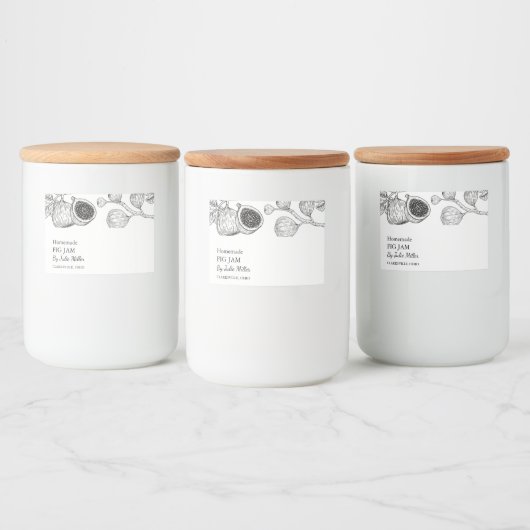 Eenvoudig zwart & wit vijgenjam label voedselcontainer etiket (Flessen)