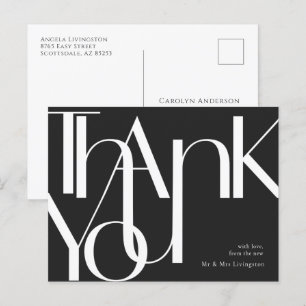 Eenvoudig zwart wit, voorgespiegeld, bedankt briefkaart