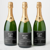 Eenvoudig zwart wit waterdicht productlabel sparkling wijnetiket (Flessen)