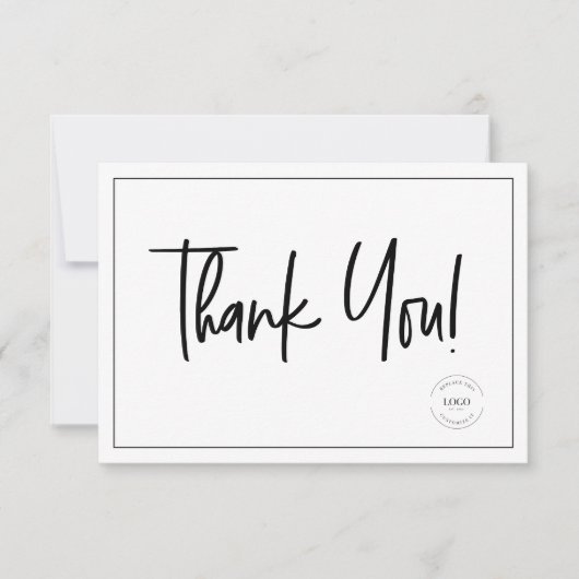 Eenvoudig Zwart Wit Zakelijk Logo Sociale Pictogra Bedankkaart (Voorkant)