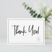 Eenvoudig Zwart Wit Zakelijk Logo Sociale Pictogra Bedankkaart (Staand voorkant)