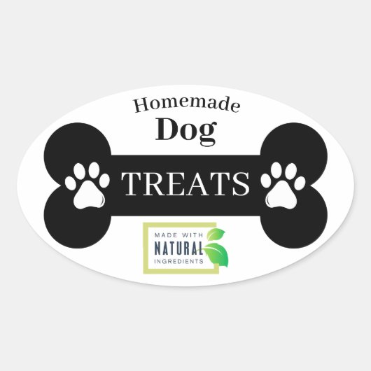 Eenvoudig Zwart & Wit Zelfgemaakt Hond Treat Label (Voorkant)