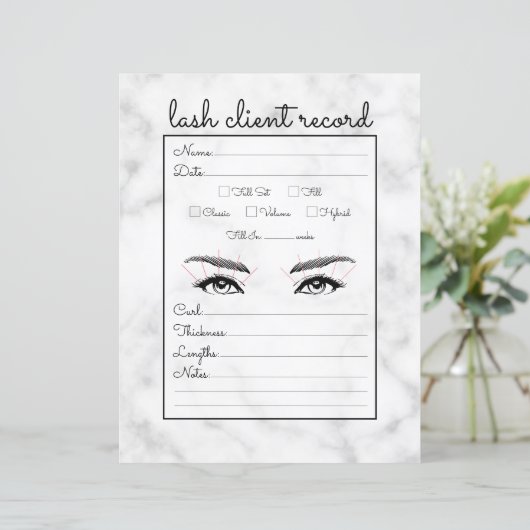 Eenvoudig zwart-witlash-clientrecord (Staand voorkant)