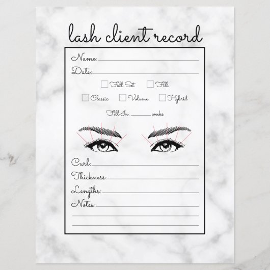 Eenvoudig zwart-witlash-clientrecord (Voorkant)