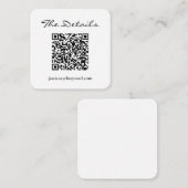 Eenvoudig zwart-witscript bruiloft QR-code Informatiekaartje (Voorkant / Achterkant)