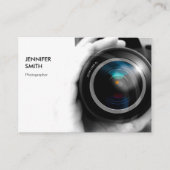 Eenvoudig zwarte en witte fotografische camera-len visitekaartje (Voorkant)