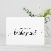 Eenvoudig zwarte kalligrafie Bridesmaid-voorstel Kaart (Staand voorkant)