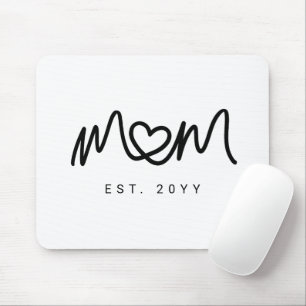 Eenvoudig Zwarte Script Hart Moeder Mama Opgericht Muismat