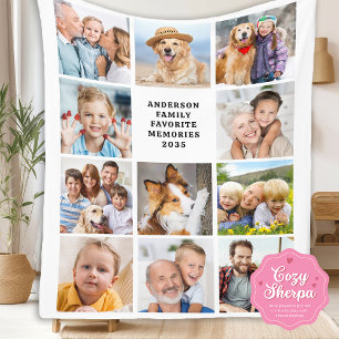 Eenvoudige 12 foto's collage Schattig Stijlvol Fam Sherpa Deken