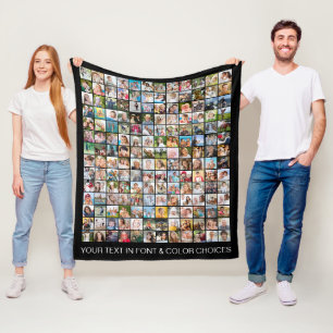 Eenvoudige 168 vierkante fotocollage gepersonalise fleece deken