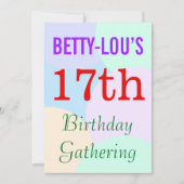 Eenvoudige "17th Birthday Gathering" uitnodiging (Voorkant)