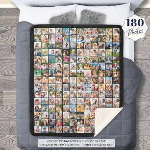 Eenvoudige 180 vierkante fotocollage gepersonalise sherpa deken