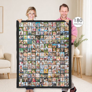Eenvoudige 180 vierkante fotocollage op maat kleur fleece deken