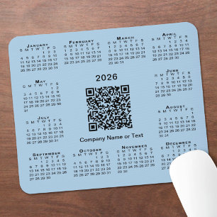 Eenvoudige 2026 Agenda Zakelijk QR Code Lichtblauw Muismat