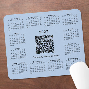 Eenvoudige 2027 Agenda Zakelijk QR Code Lichtblauw Muismat