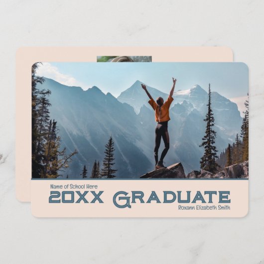 Eenvoudige 20xx Afstuderen 2 foto-uitnodiging/ Aankondiging (Voorkant / Achterkant)