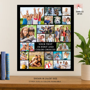 Eenvoudige 21 foto collage op maat gemaakte kleur poster