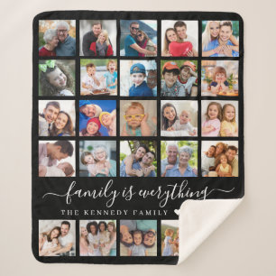 Eenvoudige 25 Photo Collage Quote Familienaam Zwar Sherpa Deken