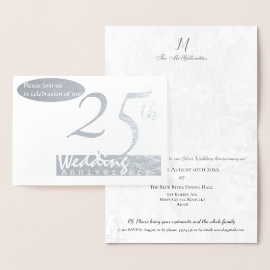 Eenvoudige 25e Silver Wedding Jubileum Uitnodiging (Display)