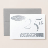 Eenvoudige 25e Silver Wedding Jubileum Uitnodiging (Voorkant met envelop)