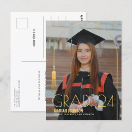 Eenvoudige 2 foto gouden kwastje Afstuderen aankon Briefkaart